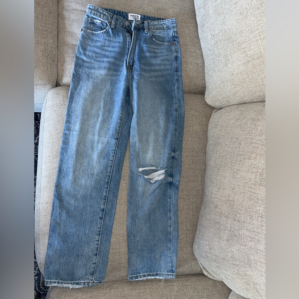 Insane Gene boutique Distressed Blue Jeans. Boot cut size 25